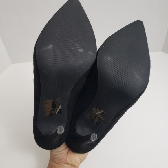 Size 8 Azalea Wang Black Point Toe Sling Back Pumps With Clear Trim Detail - Picture 6 of 9